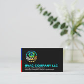 Unique Heating & Cooling Logo | Black HVAC Company Visitekaartje (Staand voorkant)