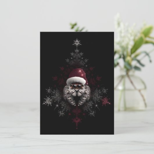 Unique Jumping Spider Christmas Cards Feestdagenkaart (Staand voorkant)