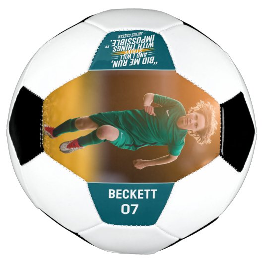 Unique Keepsake Motivatie quote Modern Blauwgroen Voetbal (Gedraaid)