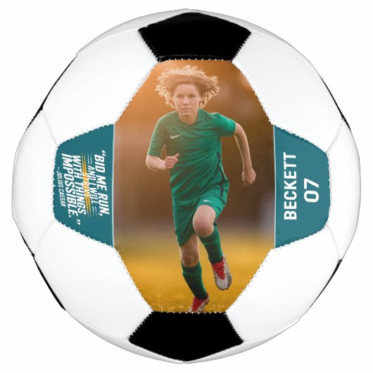 Unique Keepsake Motivatie quote Modern Blauwgroen Voetbal (Voorkant)