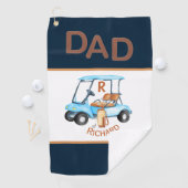 Unique Leather Stitched Look DAD Golfkar Initiaal Golfhanddoek (Insitu)