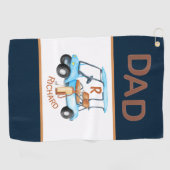 Unique Leather Stitched Look DAD Golfkar Initiaal Golfhanddoek (Horizontaal)