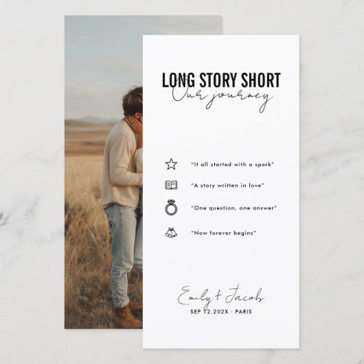Unique Long Story Short Bookmark Save the Date (Voorkant / Achterkant)