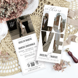 Unique Love Photo Typography Modern 4x9 Wedding Kaart