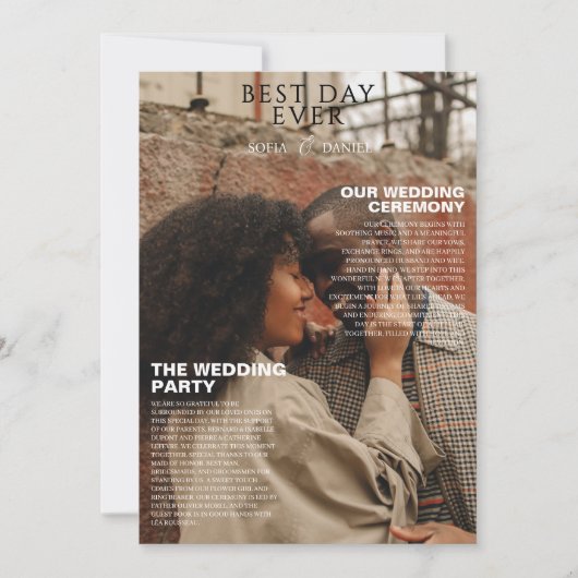 Unique Magazine details tijdlijn foto bruiloft Kaart (Voorkant)