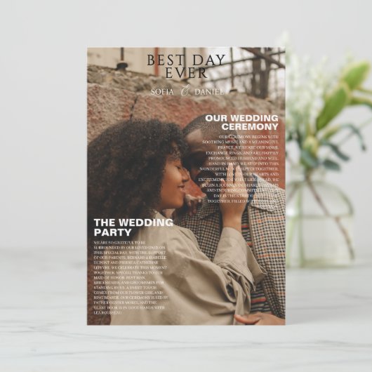 Unique Magazine details tijdlijn foto bruiloft Kaart (Staand voorkant)