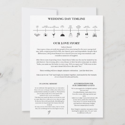 Unique Magazine details tijdlijn foto bruiloft Kaart (Achterkant)
