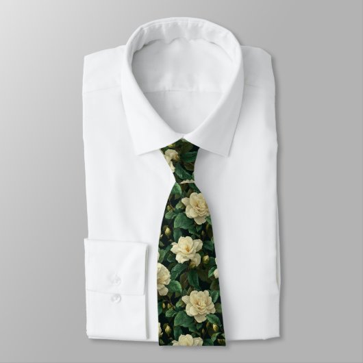 Unique Mens Accessories Gardenias Floral Stropdas (Gebonden)