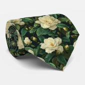 Unique Mens Accessories Gardenias Floral Stropdas (Opgerold)
