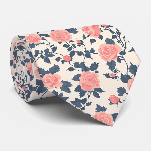 Unique Mens Accessories Rose Floral Stropdas (Opgerold)