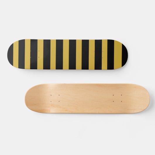 Unique Metallic Gold Black Striped Skateboard (Horizontaal)