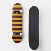 Unique Metallic Gold Maroon Striped Skateboard (Voorkant)