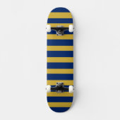 Unique Metallic Gold Navy Striped Skateboard (Voorkant)