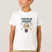 Unique Minds Neurodiversity Lightbulb  T-shirt (Voorkant)