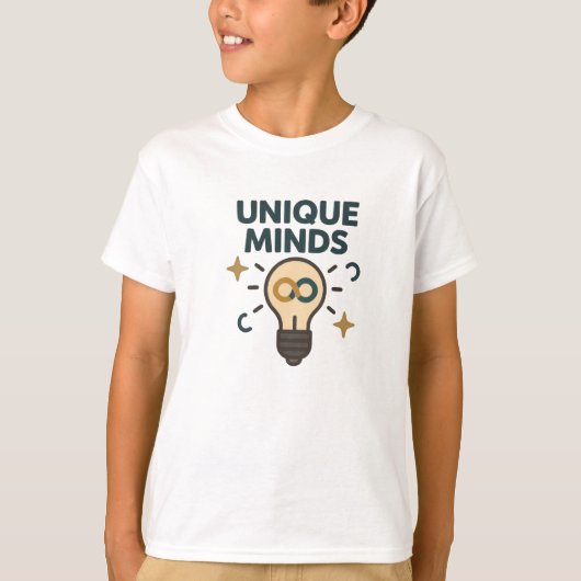 Unique Minds Neurodiversity Lightbulb  T-shirt (Voorkant)