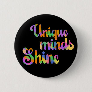 Unique Minds straalt typografie Neurodiversiteit u Ronde Button 5,7 Cm