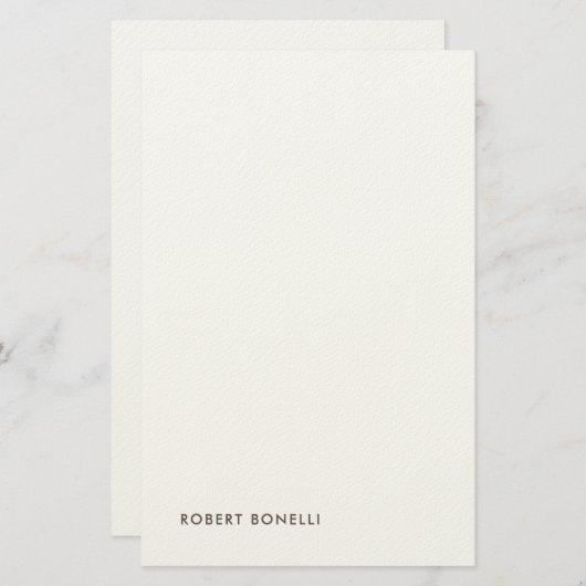 Unique Modern Black White Your Name Minimalist Briefpapier (Voorkant / Achterkant)