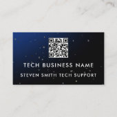 Unique Modern Blue Pixel QR Code Tech Business Visitekaartje (Voorkant)