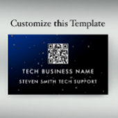 Unique Modern Blue Pixel QR Code Tech Business Visitekaartje