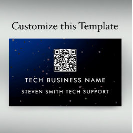 Unique Modern Blue Pixel QR Code Tech Business Visitekaartje