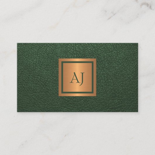 Unique modern bold monogram QR code gold green Visitekaartje (Voorkant)