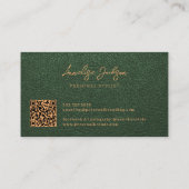 Unique modern bold monogram QR code gold green Visitekaartje (Achterkant)