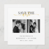 Unique Modern Elegant Gold Script Photo Wedding Save The Date (Voorkant / Achterkant)