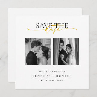 Unique Modern Elegant Gold Script Photo Wedding Save The Date