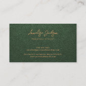 Unique modern monogram professional gold green visitekaartje (Achterkant)