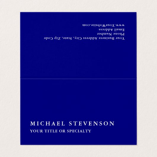 Unique Modern Navy Blue Minimalist Plain Visitekaartje (Buitenkant ongevouwen)