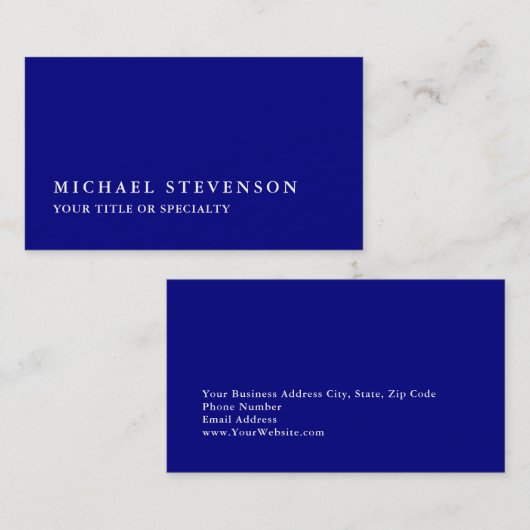 Unique Modern Navy Blue Minimalist Plain Visitekaartje (Voorkant / Achterkant)