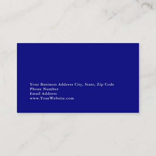 Unique Modern Navy Blue Minimalist Plain Visitekaartje (Achterkant)