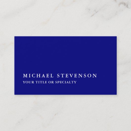 Unique Modern Navy Blue Minimalist Plain Visitekaartje (Voorkant)