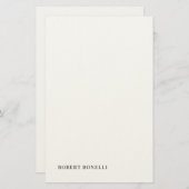 Unique Modern Plain Your Name Minimalist Briefpapier (Voorkant / Achterkant)