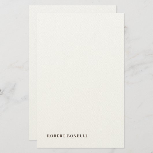 Unique Modern Plain Your Name Minimalist Briefpapier (Voorkant / Achterkant)