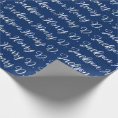 Unique Navy Blue Classical Handwriting Plain Cadeaupapier (Hoek)