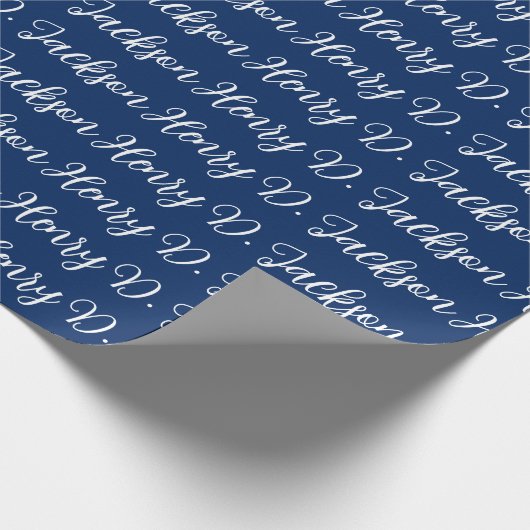 Unique Navy Blue Classical Handwriting Plain Cadeaupapier (Hoek)