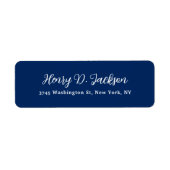 Unique Navy Blue Classical Handwriting Plain Etiket (Voorkant)