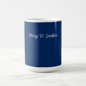 Unique Navy Blue Classical Handwriting Plain Koffiemok (Center)