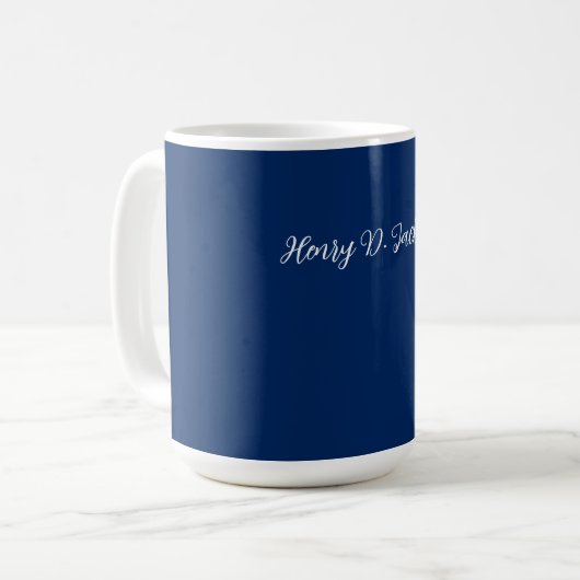 Unique Navy Blue Classical Handwriting Plain Koffiemok (Voorkant links)