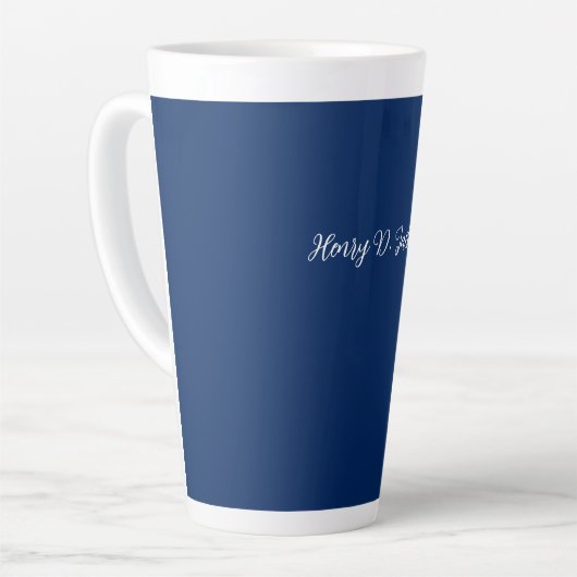 Unique Navy Blue Classical Handwriting Plain Latte Mok (Linkerhoek)