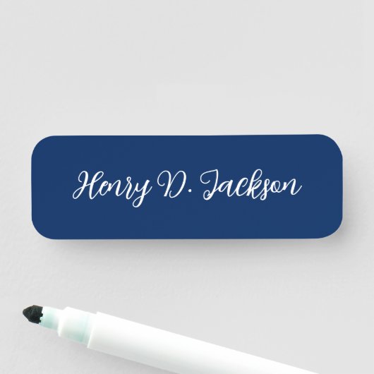 Unique Navy Blue Classical Handwriting Plain Naamplaatje (In situ)