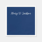 Unique Navy Blue Classical Handwriting Plain Servet (Voorkant)