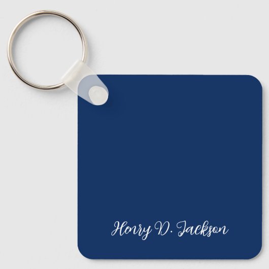 Unique Navy Blue Classical Handwriting Plain Sleutelhanger (Voorkant)