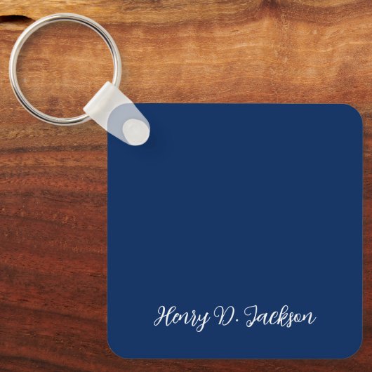 Unique Navy Blue Classical Handwriting Plain Sleutelhanger (Voorkant)