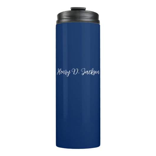Unique Navy Blue Classical Handwriting Plain Thermosbeker (Voorkant)