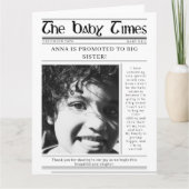 Unique Newspaper Big Sister Pregnancy Announcement Kaart (Voorkant)
