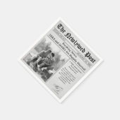  Unique Newspaper Fun Facts Photo Wedding Napkins Servet (Hoek)