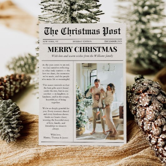 Unique Newspaper Merry Christmas Photo Feestdagenkaart