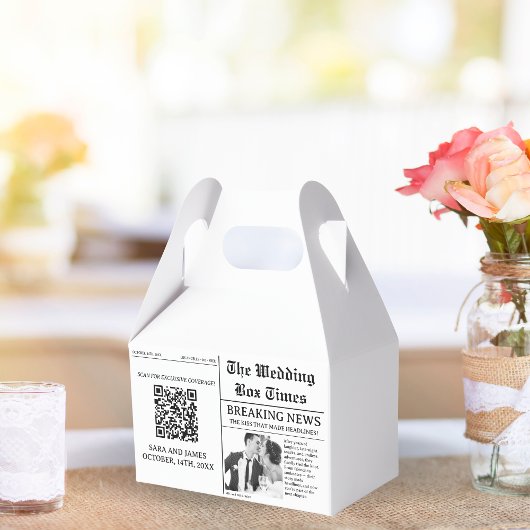 Unique Newspaper Photo Wedding Favor Box Bedankdoosjes